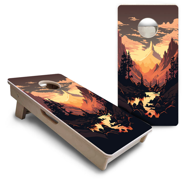 Mini Cornhole Boards - Mountain Sunset