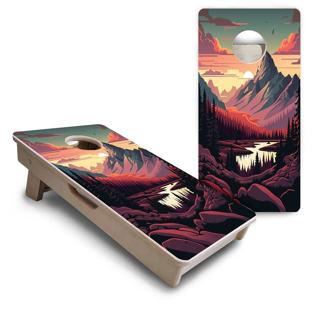 Mini Cornhole Boards - Mountain Sunset