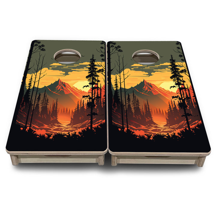 Mini Cornhole Boards - Mountain Sunset
