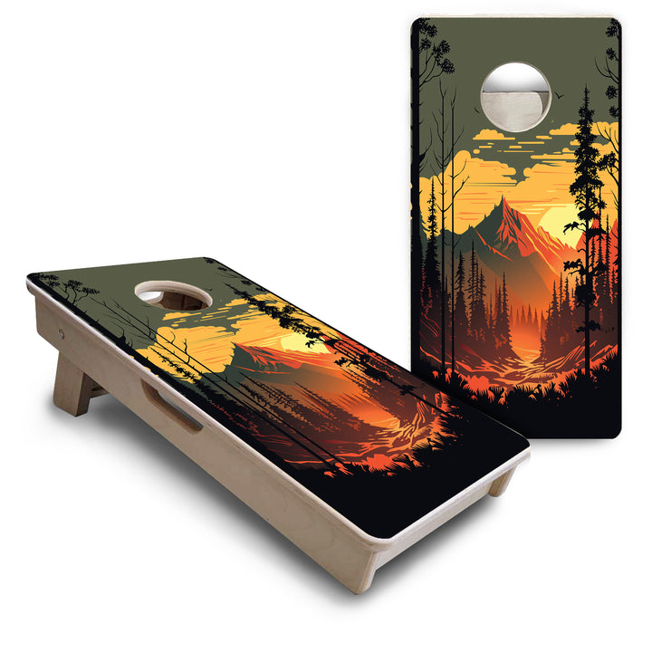 Mini Cornhole Boards - Mountain Sunset