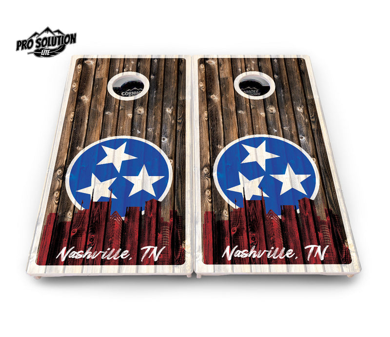 Pro Solution Elite - Nashville Design Options - Professional Tournament Cornhole Boards 3/4" Baltic Birch - Zero Bounce Zero Movement Vertical Interlocking Braces for Extra Weight & Stability +Double Thick Legs +Airmail Blocker