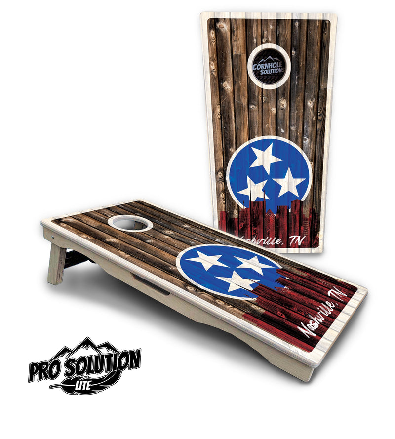 Pro Solution Elite - Nashville Design Options - Professional Tournament Cornhole Boards 3/4" Baltic Birch - Zero Bounce Zero Movement Vertical Interlocking Braces for Extra Weight & Stability +Double Thick Legs +Airmail Blocker