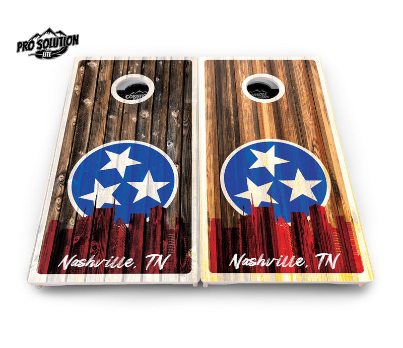 Pro Solution Elite - Nashville Design Options - Professional Tournament Cornhole Boards 3/4" Baltic Birch - Zero Bounce Zero Movement Vertical Interlocking Braces for Extra Weight & Stability +Double Thick Legs +Airmail Blocker