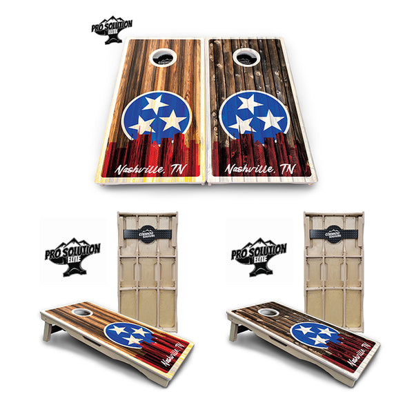 Pro Solution Elite - Nashville Design Options - Professional Tournament Cornhole Boards 3/4" Baltic Birch - Zero Bounce Zero Movement Vertical Interlocking Braces for Extra Weight & Stability +Double Thick Legs +Airmail Blocker