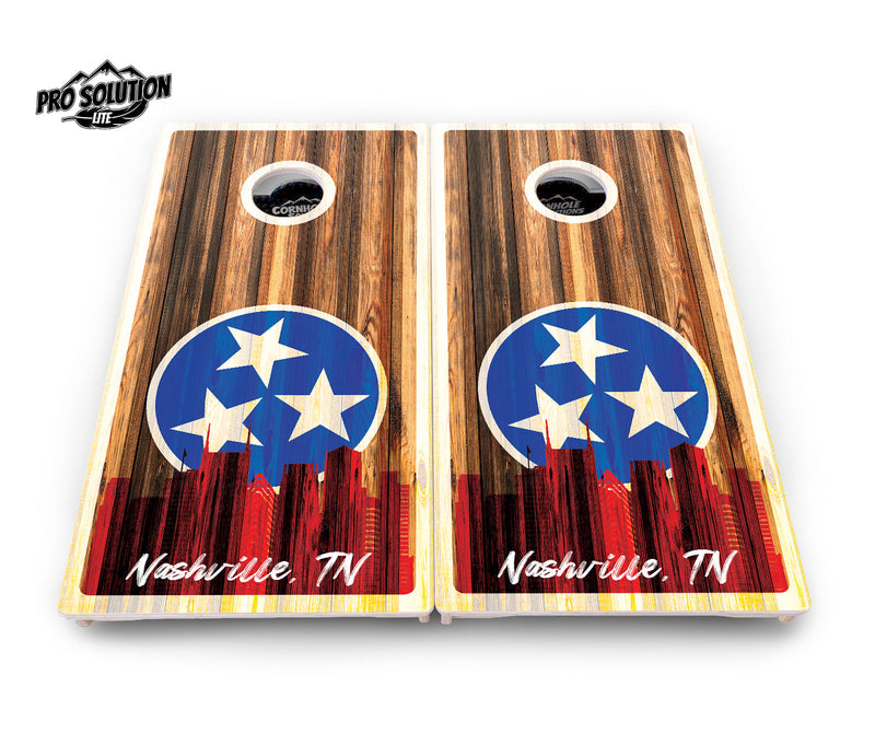 Pro Solution Elite - Nashville Design Options - Professional Tournament Cornhole Boards 3/4" Baltic Birch - Zero Bounce Zero Movement Vertical Interlocking Braces for Extra Weight & Stability +Double Thick Legs +Airmail Blocker