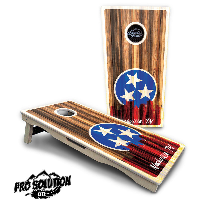 Pro Solution Elite - Nashville Design Options - Professional Tournament Cornhole Boards 3/4" Baltic Birch - Zero Bounce Zero Movement Vertical Interlocking Braces for Extra Weight & Stability +Double Thick Legs +Airmail Blocker