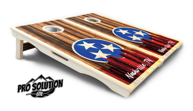 Pro Solution Elite - Nashville Design Options - Professional Tournament Cornhole Boards 3/4" Baltic Birch - Zero Bounce Zero Movement Vertical Interlocking Braces for Extra Weight & Stability +Double Thick Legs +Airmail Blocker