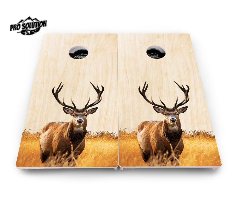 Pro Solution Elite - Natural Deer & Fish Design Options - Professional Tournament Cornhole Boards 3/4" Baltic Birch - Zero Bounce Zero Movement Vertical Interlocking Braces for Extra Weight & Stability +Double Thick Legs +Airmail Blocker