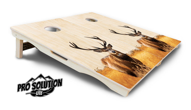 Pro Solution Elite - Natural Deer & Fish Design Options - Professional Tournament Cornhole Boards 3/4" Baltic Birch - Zero Bounce Zero Movement Vertical Interlocking Braces for Extra Weight & Stability +Double Thick Legs +Airmail Blocker