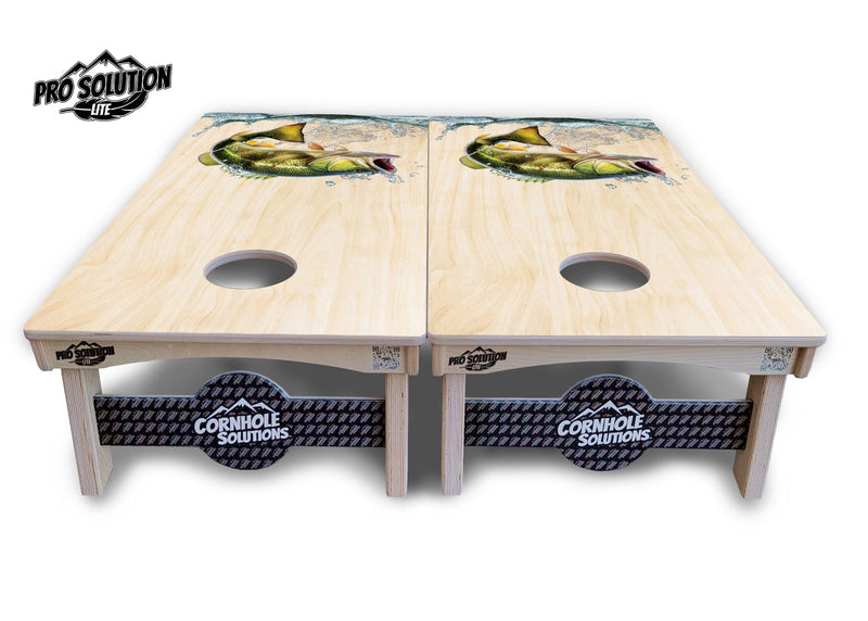 Pro Solution Elite - Natural Deer & Fish Design Options - Professional Tournament Cornhole Boards 3/4" Baltic Birch - Zero Bounce Zero Movement Vertical Interlocking Braces for Extra Weight & Stability +Double Thick Legs +Airmail Blocker