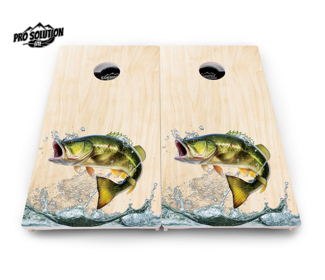 Natural Deer & Fish Cornhole Boards - Pro Solution Lite Series
