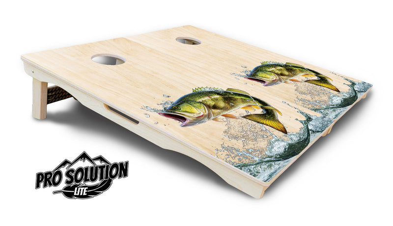 Pro Solution Elite - Natural Deer & Fish Design Options - Professional Tournament Cornhole Boards 3/4" Baltic Birch - Zero Bounce Zero Movement Vertical Interlocking Braces for Extra Weight & Stability +Double Thick Legs +Airmail Blocker