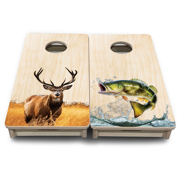 Mini Cornhole Boards - Natural Deer & Fish