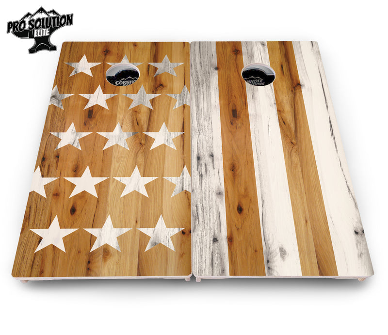 Pro Solution Elite - Large Stars & Stripes Design Options - Professional Tournament Cornhole Boards 3/4" Baltic Birch - Zero Bounce Zero Movement Vertical Interlocking Braces for Extra Weight & Stability +Double Thick Legs +Airmail Blocker