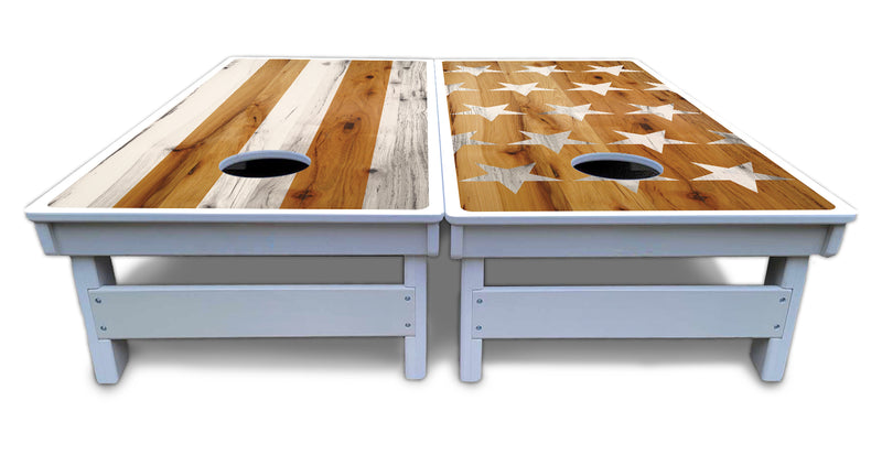 Waterproof - Large Stars & Stripes Design Options - All Weather Boards "Outdoor Solution" 18mm(3/4")Direct UV Printed - Regulation 2' by 4' Cornhole Boards (Set of 2 Boards) Double Thick Legs, with Leg Brace & Dual Support Braces!