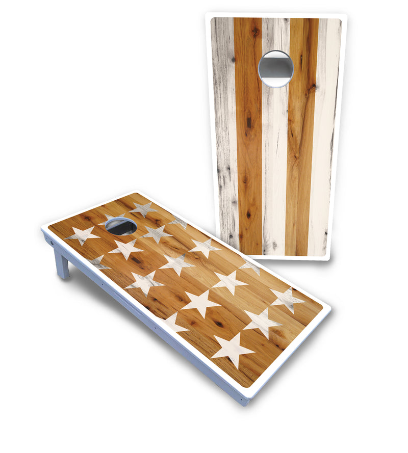 Waterproof - Large Stars & Stripes Design Options - All Weather Boards "Outdoor Solution" 18mm(3/4")Direct UV Printed - Regulation 2' by 4' Cornhole Boards (Set of 2 Boards) Double Thick Legs, with Leg Brace & Dual Support Braces!