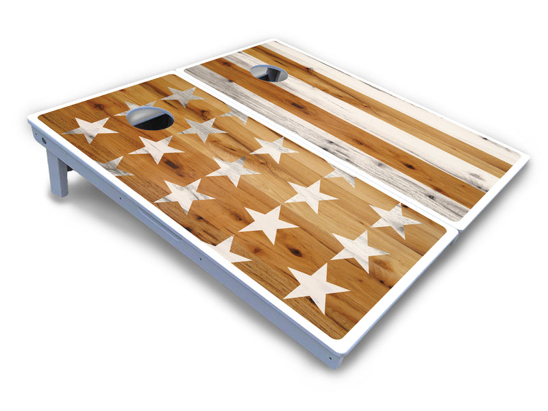 Waterproof - Large Stars & Stripes Design Options - All Weather Boards "Outdoor Solution" 18mm(3/4")Direct UV Printed - Regulation 2' by 4' Cornhole Boards (Set of 2 Boards) Double Thick Legs, with Leg Brace & Dual Support Braces!