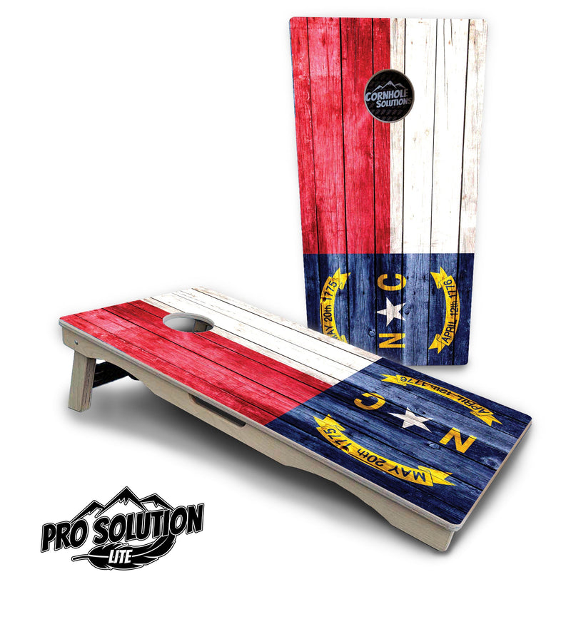 Pro Solution Elite - North Carolina Flag Blue Bottom - Professional Tournament Cornhole Boards 3/4" Baltic Birch - Zero Bounce Zero Movement Vertical Interlocking Braces for Extra Weight & Stability +Double Thick Legs +Airmail Blocker