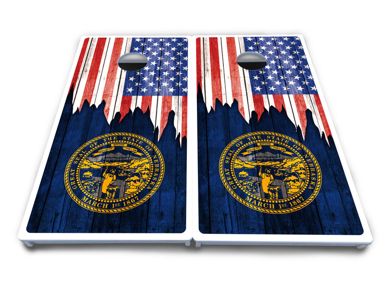 Waterproof - State Flag Designs Massachusetts to New Jersey - All Weather Boards "Outdoor Solution" 18mm(3/4")Direct UV Printed - Regulation 2' by 4' Cornhole Boards (Set of 2 Boards) Double Thick Legs, with Leg Brace & Dual Support Braces!