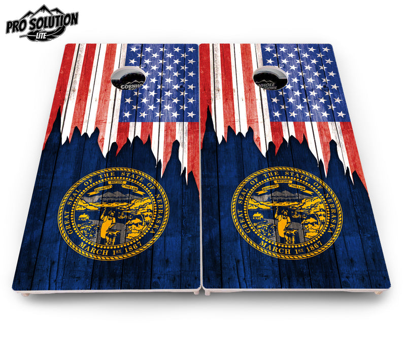 Pro Solution Lite - State Flag Designs Massachusetts to New Jersey - Professional Tournament Cornhole Boards 3/4" Baltic Birch - Zero Bounce Zero Movement Vertical Interlocking Braces for Extra Weight & Stability +Double Thick Legs +Airmail Blocker