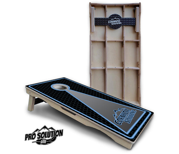 Pro Solution Lite - Neon CS Design - Professional Tournament Cornhole Boards 3/4" Baltic Birch - Zero Bounce Zero Movement Vertical Interlocking Braces for Extra Weight & Stability +Double Thick Legs +Airmail Blocker