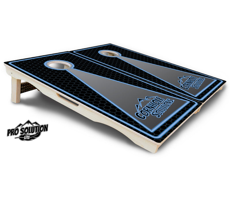 Pro Solution Lite - Neon CS Design - Professional Tournament Cornhole Boards 3/4" Baltic Birch - Zero Bounce Zero Movement Vertical Interlocking Braces for Extra Weight & Stability +Double Thick Legs +Airmail Blocker