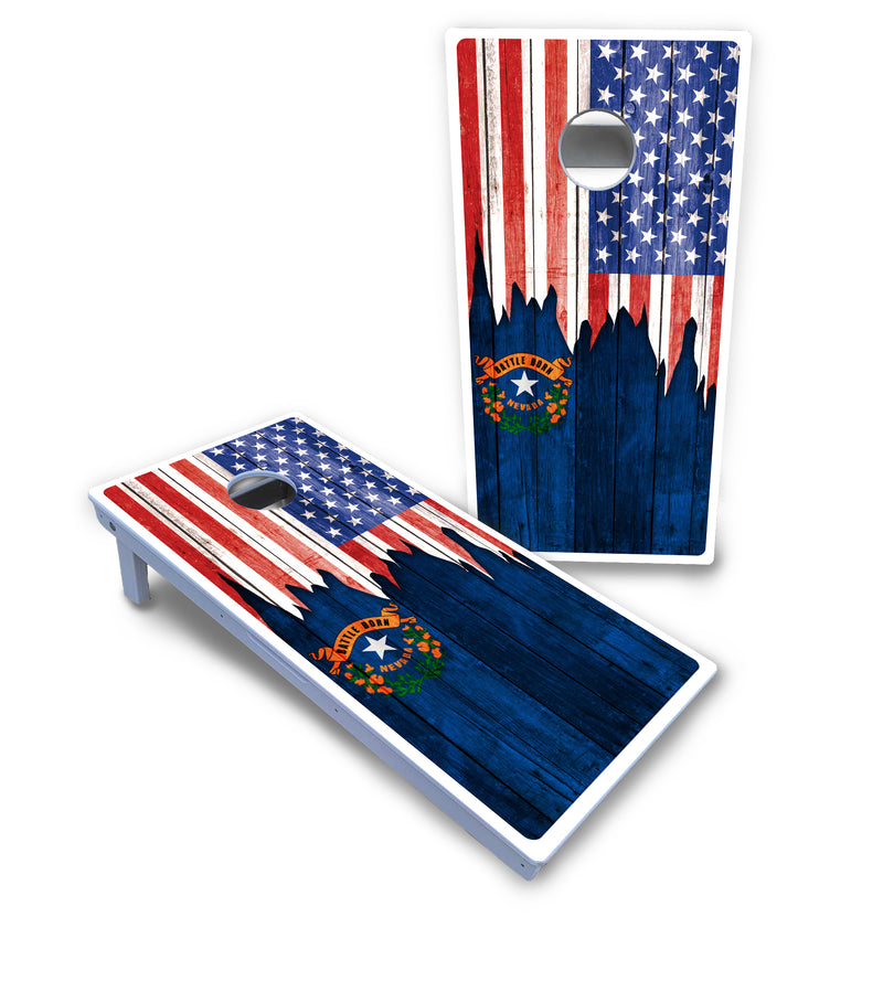 Waterproof - State Flag Designs Massachusetts to New Jersey - All Weather Boards "Outdoor Solution" 18mm(3/4")Direct UV Printed - Regulation 2' by 4' Cornhole Boards (Set of 2 Boards) Double Thick Legs, with Leg Brace & Dual Support Braces!