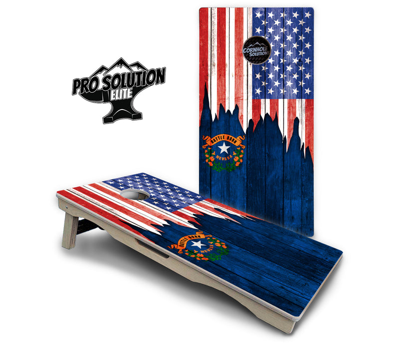 Pro Solution Elite - State Flag Designs Massachusetts to New Jersey - Professional Tournament Cornhole Boards 3/4" Baltic Birch - Zero Bounce Zero Movement Vertical Interlocking Braces for Extra Weight & Stability +Double Thick Legs +Airmail Blocker