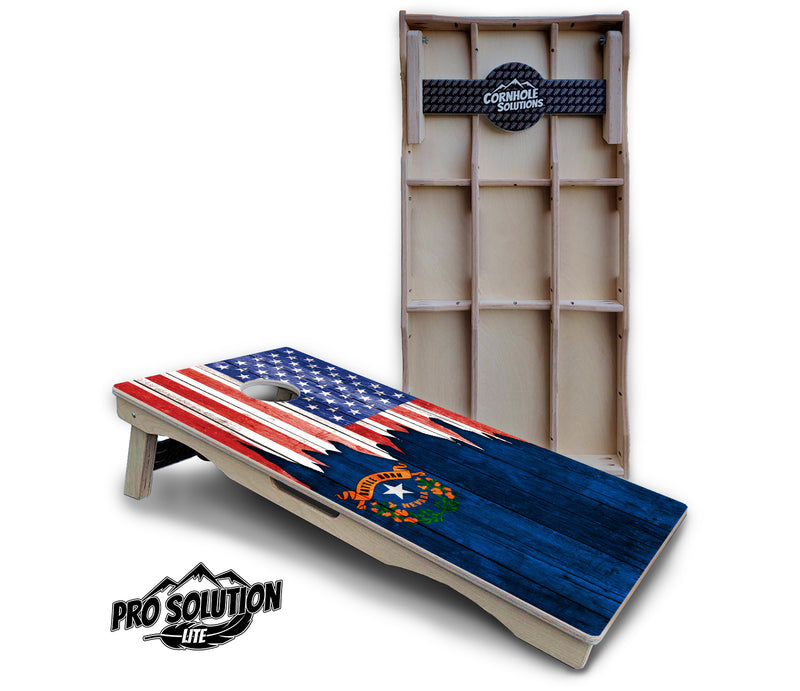 Pro Solution Lite - State Flag Designs Massachusetts to New Jersey - Professional Tournament Cornhole Boards 3/4" Baltic Birch - Zero Bounce Zero Movement Vertical Interlocking Braces for Extra Weight & Stability +Double Thick Legs +Airmail Blocker