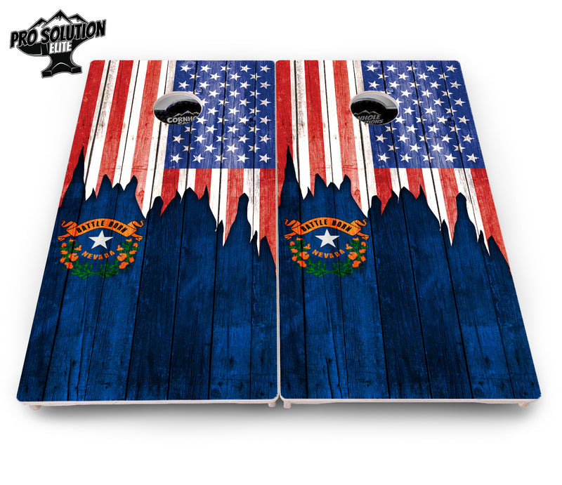 Pro Solution Elite - State Flag Designs Massachusetts to New Jersey - Professional Tournament Cornhole Boards 3/4" Baltic Birch - Zero Bounce Zero Movement Vertical Interlocking Braces for Extra Weight & Stability +Double Thick Legs +Airmail Blocker