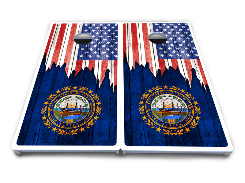 Waterproof - State Flag Designs Massachusetts to New Jersey - All Weather Boards "Outdoor Solution" 18mm(3/4")Direct UV Printed - Regulation 2' by 4' Cornhole Boards (Set of 2 Boards) Double Thick Legs, with Leg Brace & Dual Support Braces!