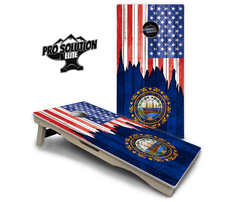 Pro Solution Elite - State Flag Designs Massachusetts to New Jersey - Professional Tournament Cornhole Boards 3/4" Baltic Birch - Zero Bounce Zero Movement Vertical Interlocking Braces for Extra Weight & Stability +Double Thick Legs +Airmail Blocker