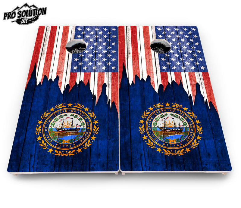 Pro Solution Lite - State Flag Designs Massachusetts to New Jersey - Professional Tournament Cornhole Boards 3/4" Baltic Birch - Zero Bounce Zero Movement Vertical Interlocking Braces for Extra Weight & Stability +Double Thick Legs +Airmail Blocker