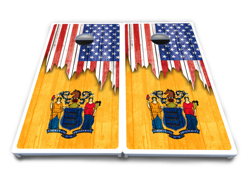 Waterproof - State Flag Designs Massachusetts to New Jersey - All Weather Boards "Outdoor Solution" 18mm(3/4")Direct UV Printed - Regulation 2' by 4' Cornhole Boards (Set of 2 Boards) Double Thick Legs, with Leg Brace & Dual Support Braces!