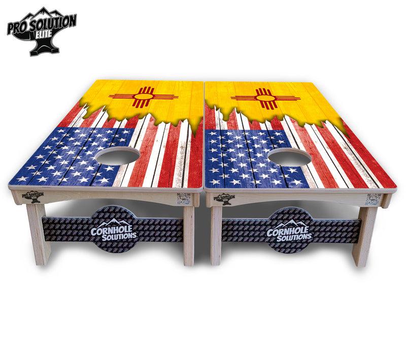 Pro Solution Elite - State Flag Designs New Mexico to South Carolina - Professional Tournament Cornhole Boards 3/4" Baltic Birch - Zero Bounce Zero Movement Vertical Interlocking Braces for Extra Weight & Stability +Double Thick Legs +Airmail Blocker