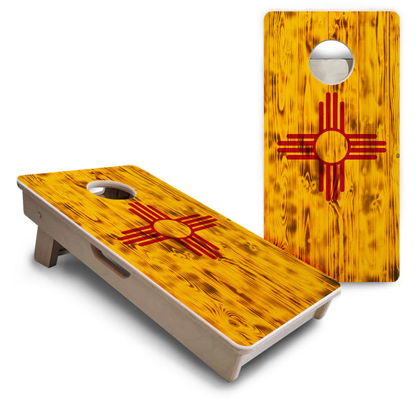 Mini Cornhole 12"x24" Boards - 4" holes - New Mexico Flag - 3/4″ Baltic Birch