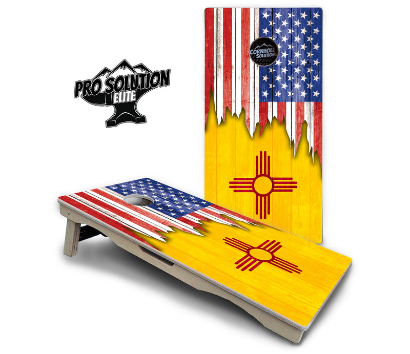 Pro Solution Elite - State Flag Designs New Mexico to South Carolina - Professional Tournament Cornhole Boards 3/4" Baltic Birch - Zero Bounce Zero Movement Vertical Interlocking Braces for Extra Weight & Stability +Double Thick Legs +Airmail Blocker