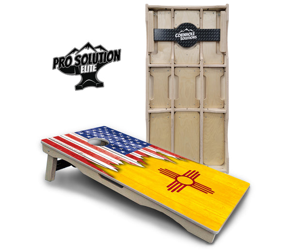 Pro Solution Elite - State Flag Designs New Mexico to South Carolina - Professional Tournament Cornhole Boards 3/4" Baltic Birch - Zero Bounce Zero Movement Vertical Interlocking Braces for Extra Weight & Stability +Double Thick Legs +Airmail Blocker