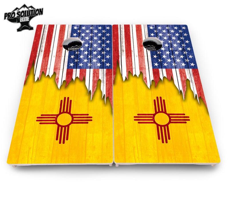 Pro Solution Elite - State Flag Designs New Mexico to South Carolina - Professional Tournament Cornhole Boards 3/4" Baltic Birch - Zero Bounce Zero Movement Vertical Interlocking Braces for Extra Weight & Stability +Double Thick Legs +Airmail Blocker