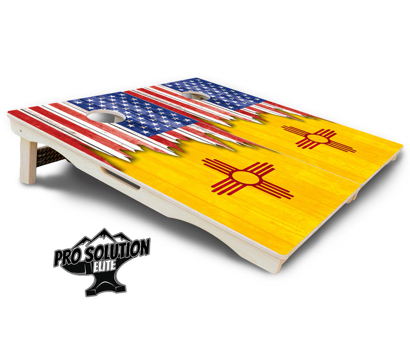 Pro Solution Elite - State Flag Designs New Mexico to South Carolina - Professional Tournament Cornhole Boards 3/4" Baltic Birch - Zero Bounce Zero Movement Vertical Interlocking Braces for Extra Weight & Stability +Double Thick Legs +Airmail Blocker