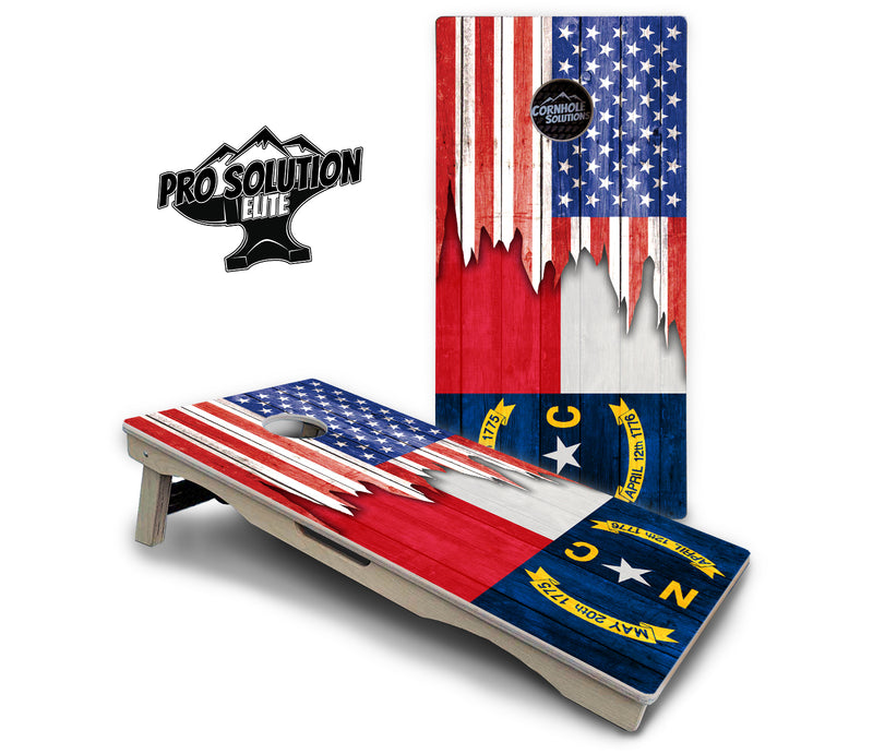 Pro Solution Elite - State Flag Designs New Mexico to South Carolina - Professional Tournament Cornhole Boards 3/4" Baltic Birch - Zero Bounce Zero Movement Vertical Interlocking Braces for Extra Weight & Stability +Double Thick Legs +Airmail Blocker