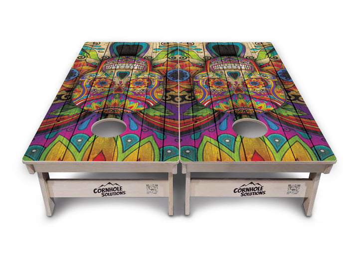 Sugar Skull Cornhole Boards - Professional Tournament Series - Colorful