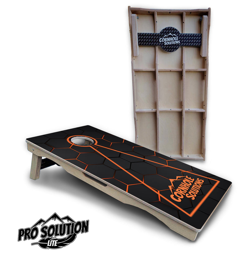 Pro Solution Lite - Glow Hole Black Color Options - Professional Tournament Cornhole Boards 3/4" Baltic Birch - Zero Bounce Zero Movement Vertical Interlocking Braces for Extra Weight & Stability +Double Thick Legs +Airmail Blocker