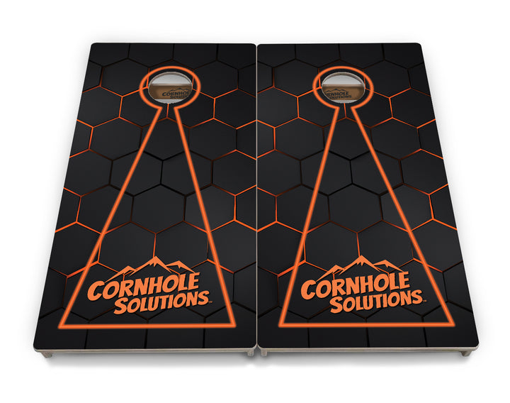 Glow Hole Black Backgound Cornhole Boards - Professional Tournament Series
