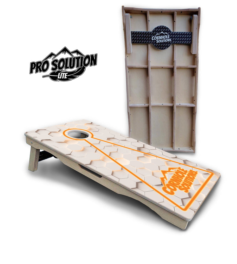 Pro Solution Elite - Glow Hole White Color Options - Professional Tournament Cornhole Boards 3/4" Baltic Birch - Zero Bounce Zero Movement Vertical Interlocking Braces for Extra Weight & Stability +Double Thick Legs +Airmail Blocker