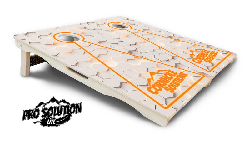 Pro Solution Elite - Glow Hole White Color Options - Professional Tournament Cornhole Boards 3/4" Baltic Birch - Zero Bounce Zero Movement Vertical Interlocking Braces for Extra Weight & Stability +Double Thick Legs +Airmail Blocker