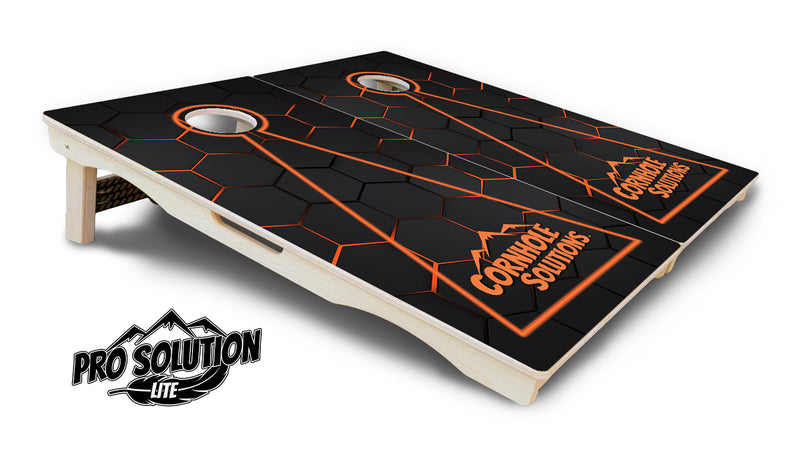 Pro Solution Lite - Glow Hole Black Color Options - Professional Tournament Cornhole Boards 3/4" Baltic Birch - Zero Bounce Zero Movement Vertical Interlocking Braces for Extra Weight & Stability +Double Thick Legs +Airmail Blocker