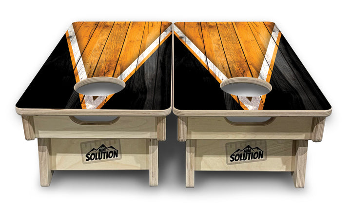 Mini Cornhole Boards - Orange & Black Triangle