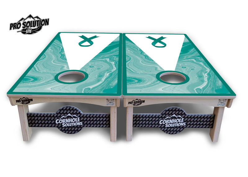 Pro Solution Elite - Teal Cancer Ribbon - Professional Tournament Cornhole Boards 3/4" Baltic Birch - Zero Bounce Zero Movement Vertical Interlocking Braces for Extra Weight & Stability +Double Thick Legs +Airmail Blocker