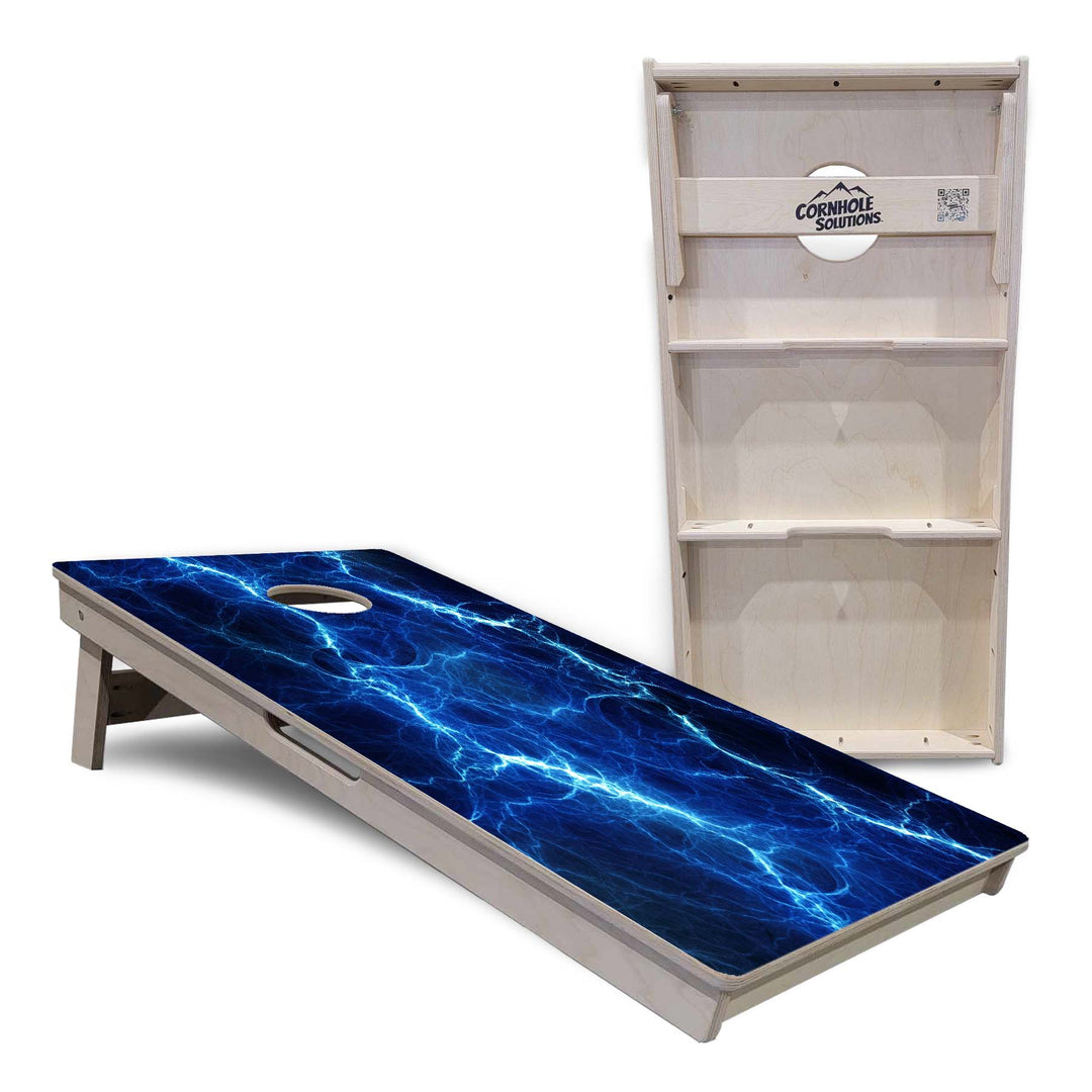 Blue & Green Lightning Cornhole Boards - Professional Tournament Series